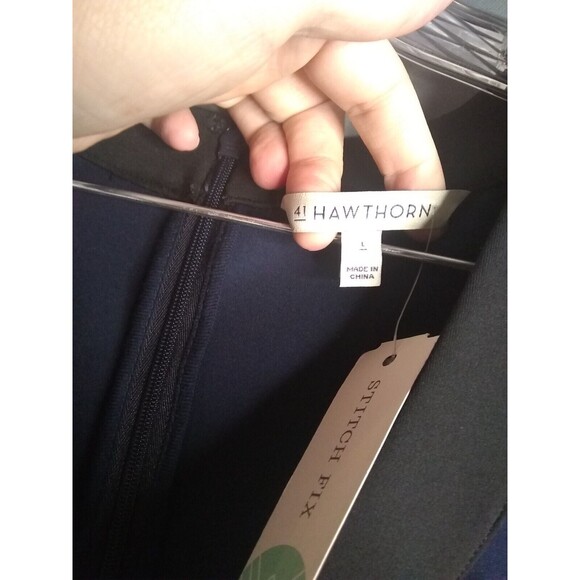 41 Hawthorn Sarya Ponte Knit Dress Navy & Black Tank Cut Out Details Size Large - Picture 5 of 10